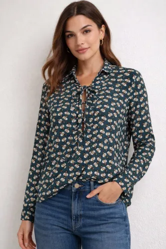 Blusa feminina tam P estampada m. Longa Zara