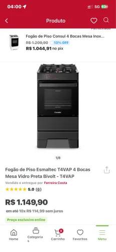 Fogão nunca usado