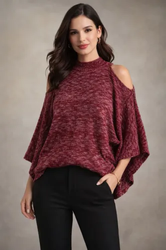 Blusa tricô tam M / G vermelho mescla Helton Malhas