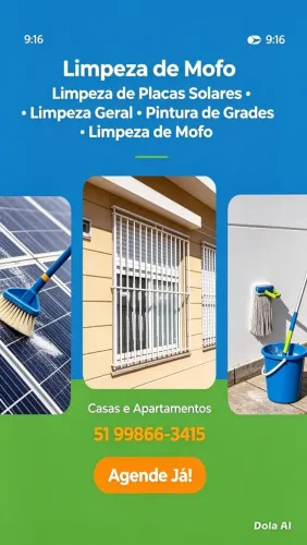 Pinturas de casas e apartamentos, limpeza de mofo, limpezas de placas solares,