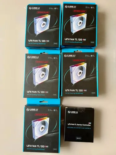 5x Lian Li Uni Fan Tl 120 Reverse Blade Branco 120mm Led Rgb