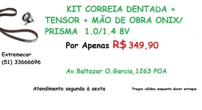 kit correia dentada e tensor onix 1.0 8v / gol 1.0 8v apenas 349,90 com mao de obra