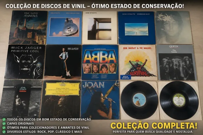 Coleção de LPs Vinil Rock Clássico - Pink Floyd, Queen, Dire Straits, John Lennon e mais
