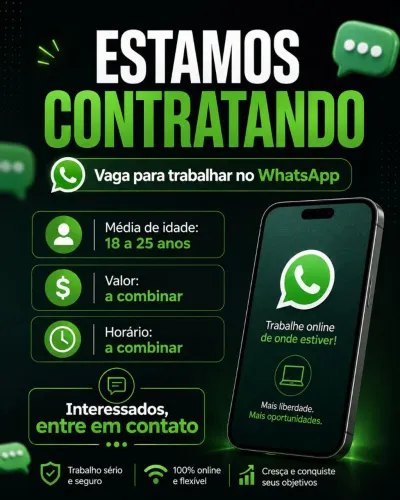Vaga para Atendimento pelo WhatsApp - Trabalho Online