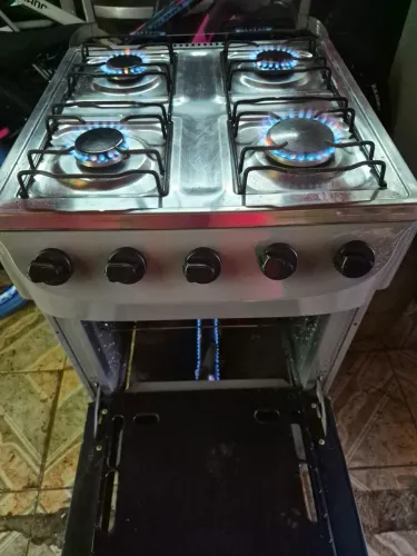 Fogão 4 bocas cinza. FAÇO ENTREGA