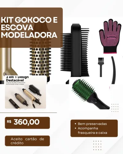Escova secadora Taiff e Escova Modeladora Gokoco 3 em 1