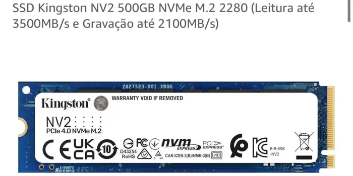 Kingston NV2 NVMe M.2 2280 de 500GB