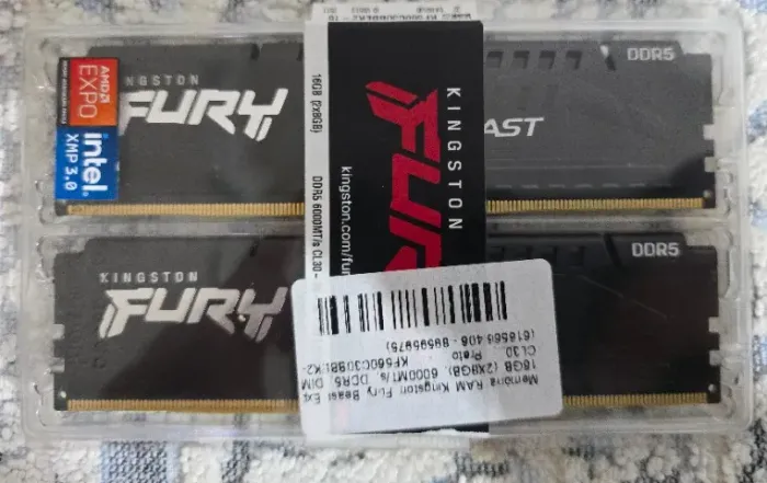 Memória RAM 16GB DDR5 (2x8GB) 6000MHz CL30 Kingston Fury Beast Original - 100% Testada