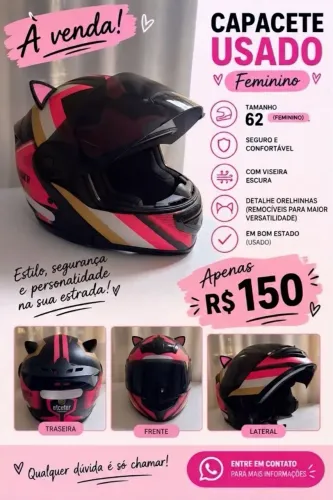 Capacete feminino TAM 62