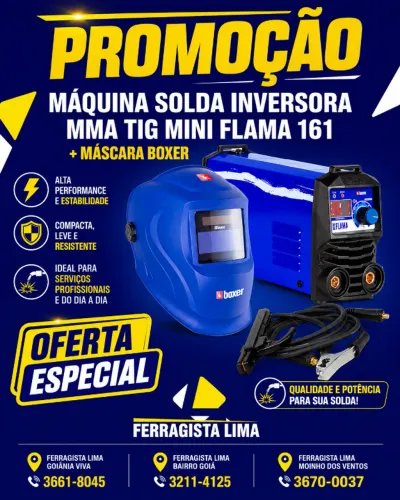 Máquina Solda Inversora Mma Tig Mini Flama 161 Mascara Boxer