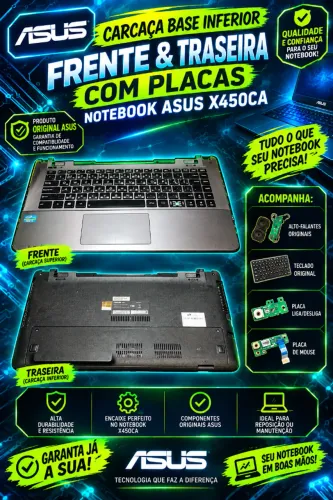 Carcaça Base Inferior Frente & Traseira com Placas Originais ASUS X450CA