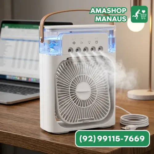 Mini Ventilador Recarregável e Umidificador