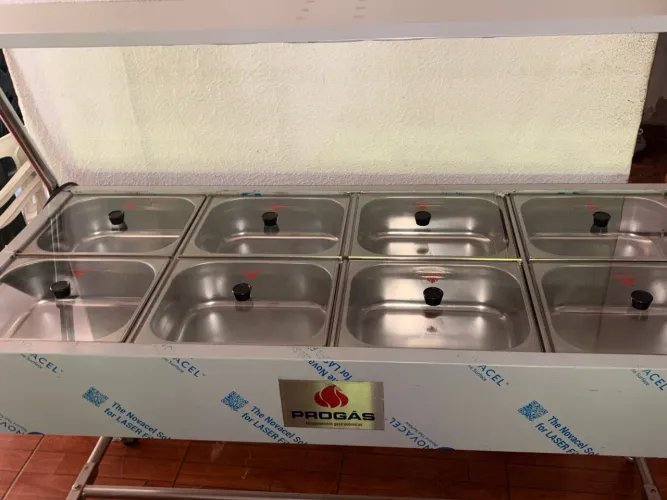 Rechaud Elétrico Progás Com 8 Cubas e Tampas de Vidro