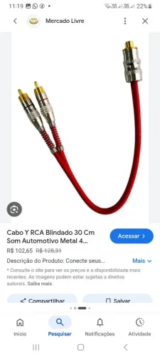 Cabo para som de carro WhatsApp *