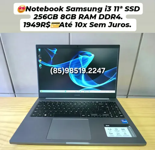 Notebook Samsung i3 Geração 11ª SSD 256GB M.2 8GB RAM DDR4 Até 10x Sem Juros.