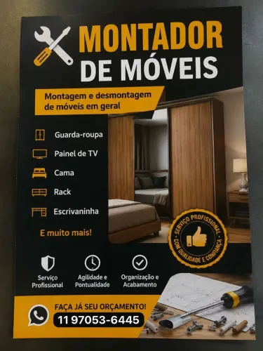 MONTADOR DE MÓVEIS EMBU DAS ARTES E REGIÃO COM MELHOR PREÇO E QUALIDADE!