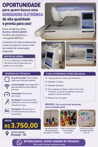 BORDADEIRA ELETRÔNICA BROTHER BE915L