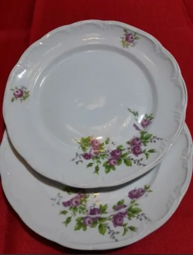 2 pratos rasos schmidt porcelana floral