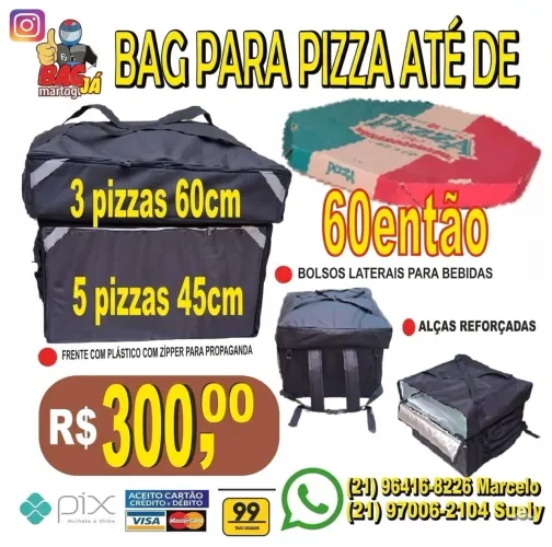 Bag Nova, modelo exclusivo para entrega de pizzas de até 60 cm,com isopor.  