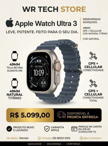 Apple Watch Ultra 3 49MM GPS + CELLULAR COR: NATURAL TITÂNIO 49MM