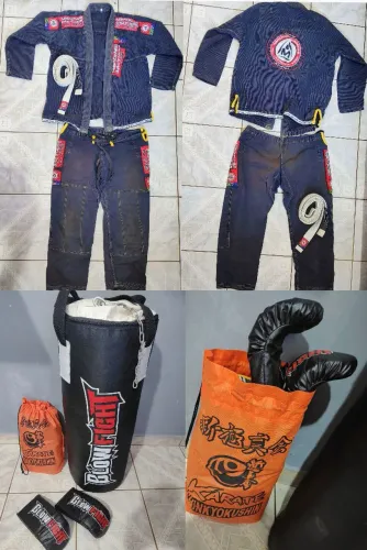 Luva, roupa, saco de pancada, Jiu Jítsu, Boxe, Muay Thai KIT COMPLETO DE ARTES MARCIAIS