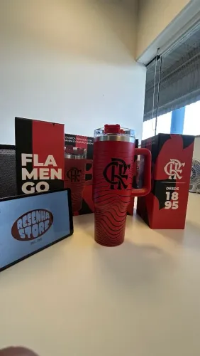 Copo Térmico Flamengo 1,2L Inox com Tampa!