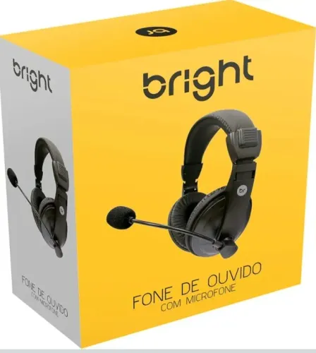 Headset com microfone Office Bright Preto.
