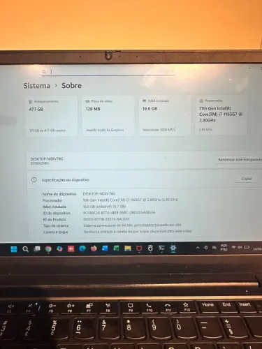 Not Boock i7 11ª GERAÇÃO | 16GB RAM | SSD NVMe 512GB | WINDOWS 11 P