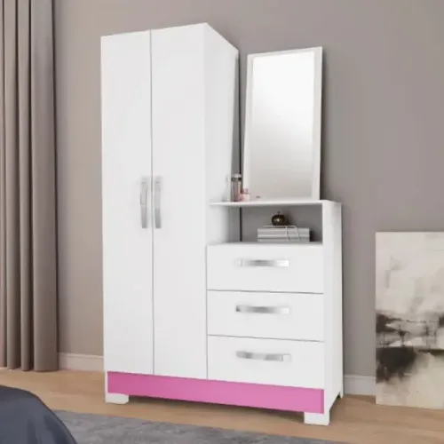 Cômoda para Quarto com Espelho 2 Portas 3 Gavetas Notável Móveis