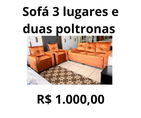 Sofá 3 lugares + Duas poltronas 