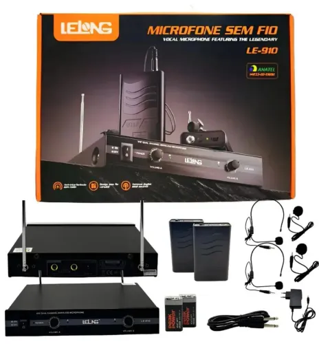 Microfone sem fio de lapela com receptor 