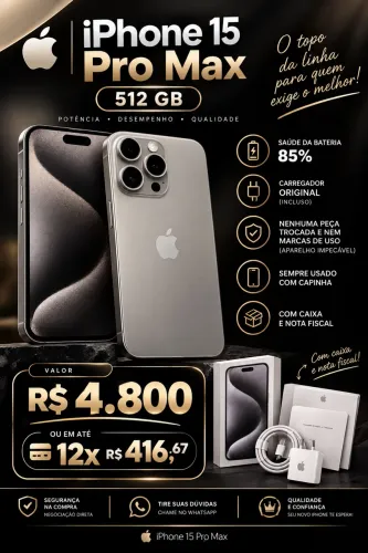 iPhone 15 PRO MAX 512 impecável
