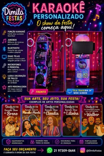 Aluguel de KARAOKÊ + JUKEBOX + CAIXA DE SOM BLUETOOTH para Festa 