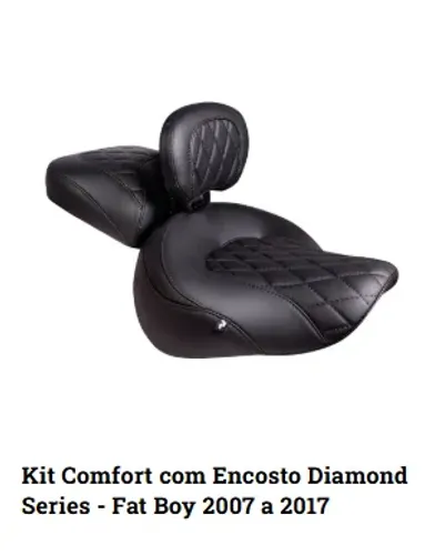 BANCO PEDRINHO - Kit Comfort com Encosto Diamond Series - Fat Boy 2007 a 2017