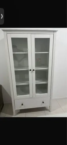 Cristaleira Madeira Maciça Branca c/ Portas de Vidro e Gaveta - Não perca essa OFERTA.