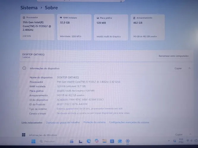 32G. Notebook Samsung Intel 11gen 550XDA