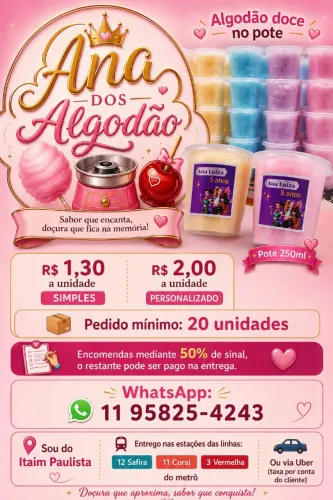 Algodão doce no pote 
