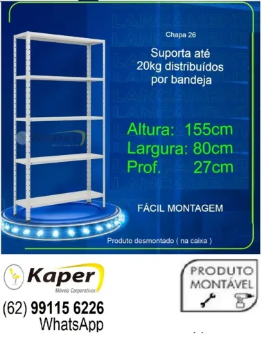 Estante de aço P27 Smart cinza ( novo ) promoção - leia o anúncio