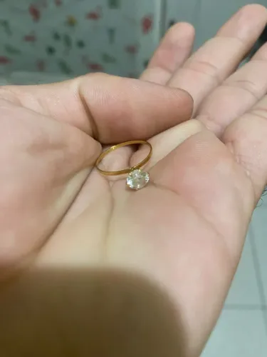 Anel solitário de ouro 18k tamanho 14