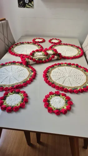 Kit mesa posta Tulipas vermelho