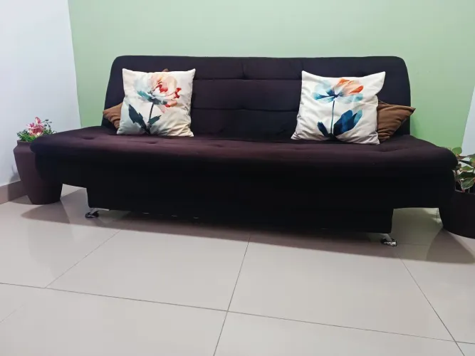 SOFÁ-CAMA 3LUG VELUDO PRETO