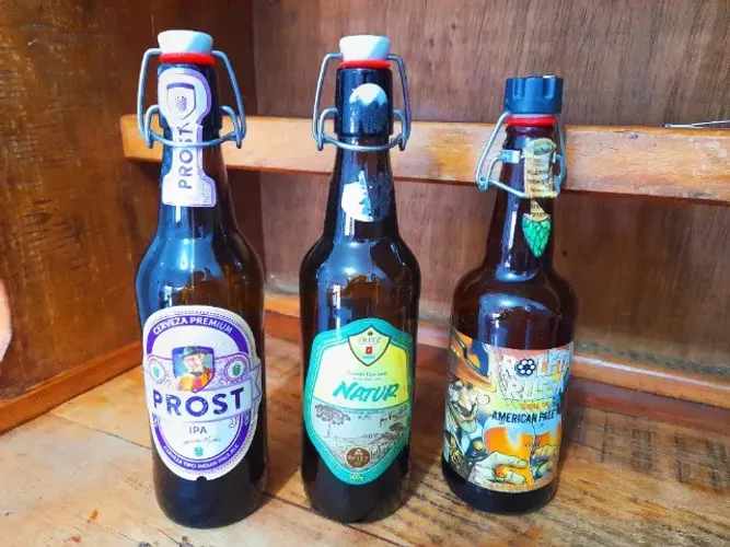 Lote de 3 Garrafas Vazias de Cerveja Artesanal - Tampa Flip Top (500ml)
