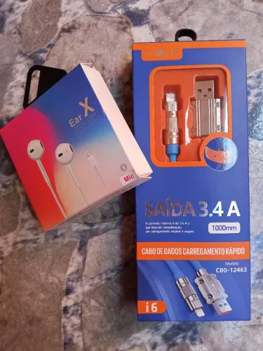 KIT PERFORMANCE: Fone Apple EarPods + Cabo Inova Turbo 3.4A (iPhone)