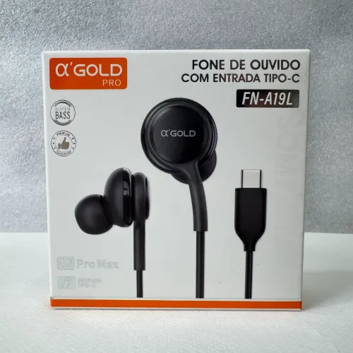 ?Fone De Ouvido Type-C A'Gold Pro FN-A19L Super Bass Para iPhone 15/16 E Samsung?