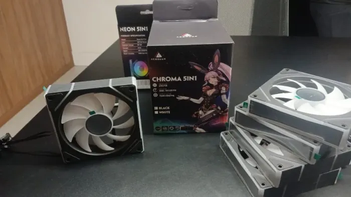 Kit 5 Fans Preta Croma Acegeek ARGB, novo lacrado na caixa.