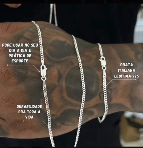 Corrente+ Pulseira de prata
