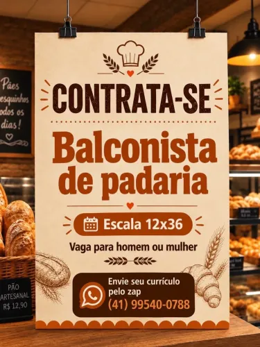 Vaga Balconista - Escala 12x36