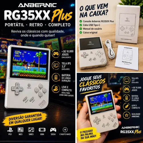 Anbernic RG35XX Plus - Console Portátil Retrô com Tela IPS