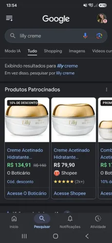 Creme hidratante lilly cheio nunca usado