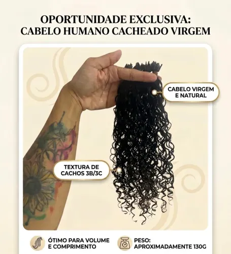Cabelo Humano Virgem Cacheado